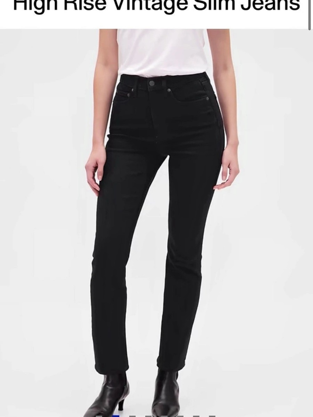 Gap High Rise Vintage Slim Jeans Black Waist 31 (12RS) - Picture 2 of 8